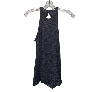 Lululemon 6/8 Heathered Black Grey Tank Top With Open Back Design
